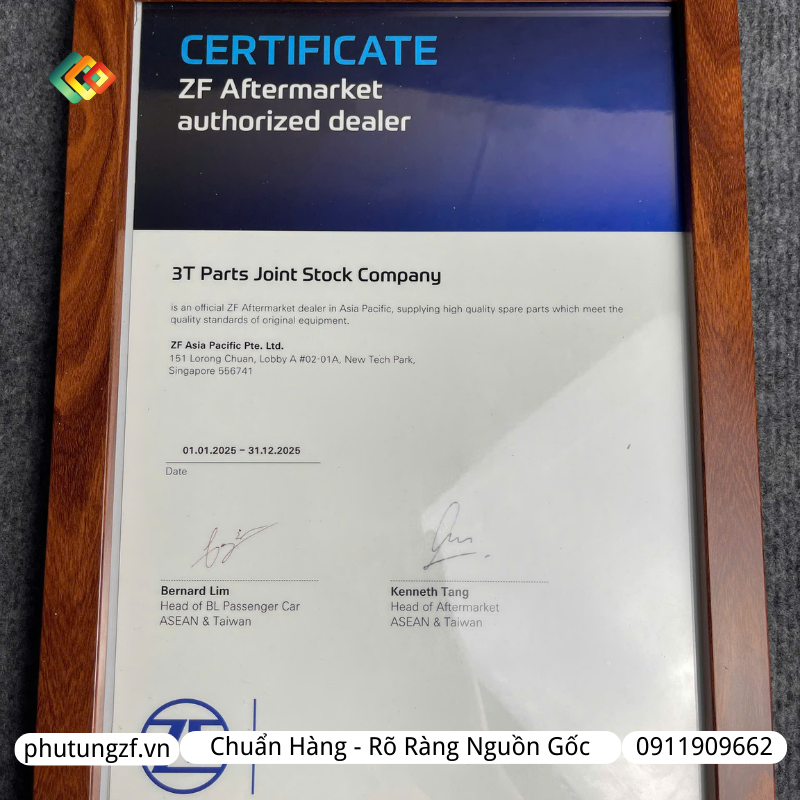 PHỤ TÙNG 3T 3 NĂM LIÊN TIẾP NHẬN GIẤY CHỨNG NHẬN CHÍNH HÃNG TỪ ZF