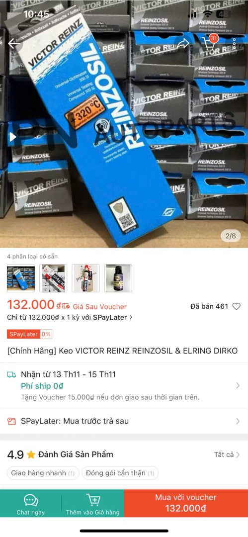 kẹo tạo gioăng máy victor reinz giả tràn lan trên sàn TMĐT